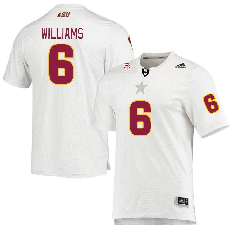 Men #6 Macen Williams Arizona State Sun Devils College Football Jerseys Stitched Sale-White